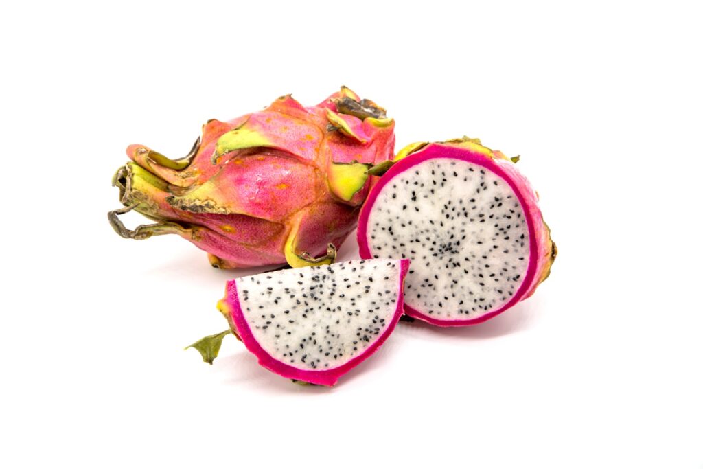 Fresh dragon fruit isolated on white background. More of my photos and videos Adobe Stock:http://bit.ly/3RqlciK More of my photos and videos Shutterstock: https://www.shutterstock.com/g/ALEKSANDRBERDYUGIN My email: bermix999@gmail.com