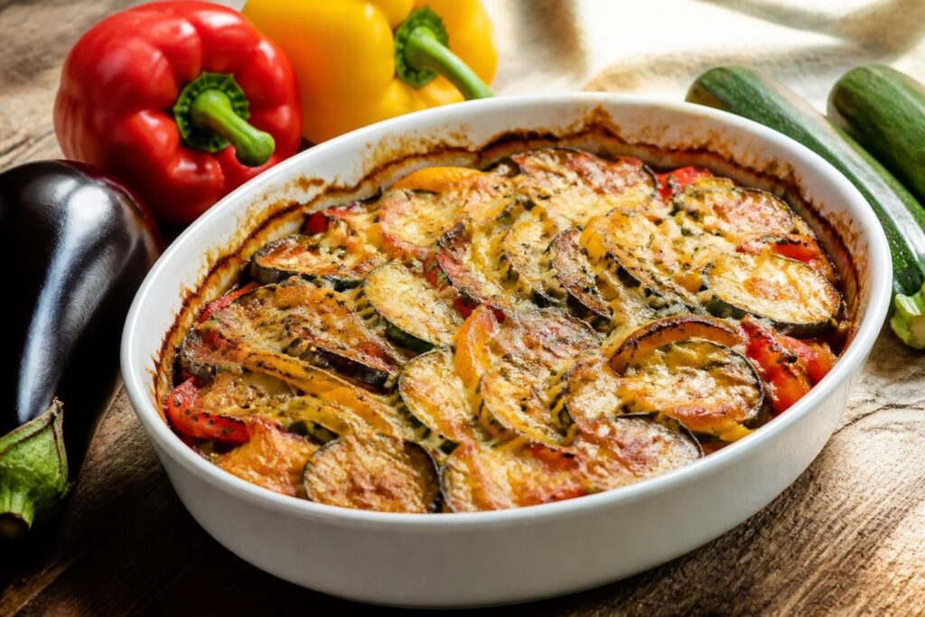 découvrez des recettes savoureuses d'aubergines, poivrons et courgettes au four et en gratin, parfaites pour des repas gourmands et faciles à préparer.