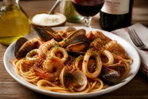 découvrez nos recettes authentiques de spaghetti fruits de mer à la sauce tomate, pour un voyage gourmand aux saveurs italiennes traditionnelles.