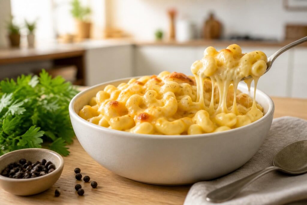 découvrez une recette facile de mac and cheese, un plat réconfortant et gourmand, parfait pour un repas rapide et savoureux en famille.