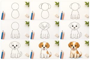 apprenez à dessiner un chien facilement grâce à ce guide étape par étape, conçu spécialement pour les enfants et les débutants.
