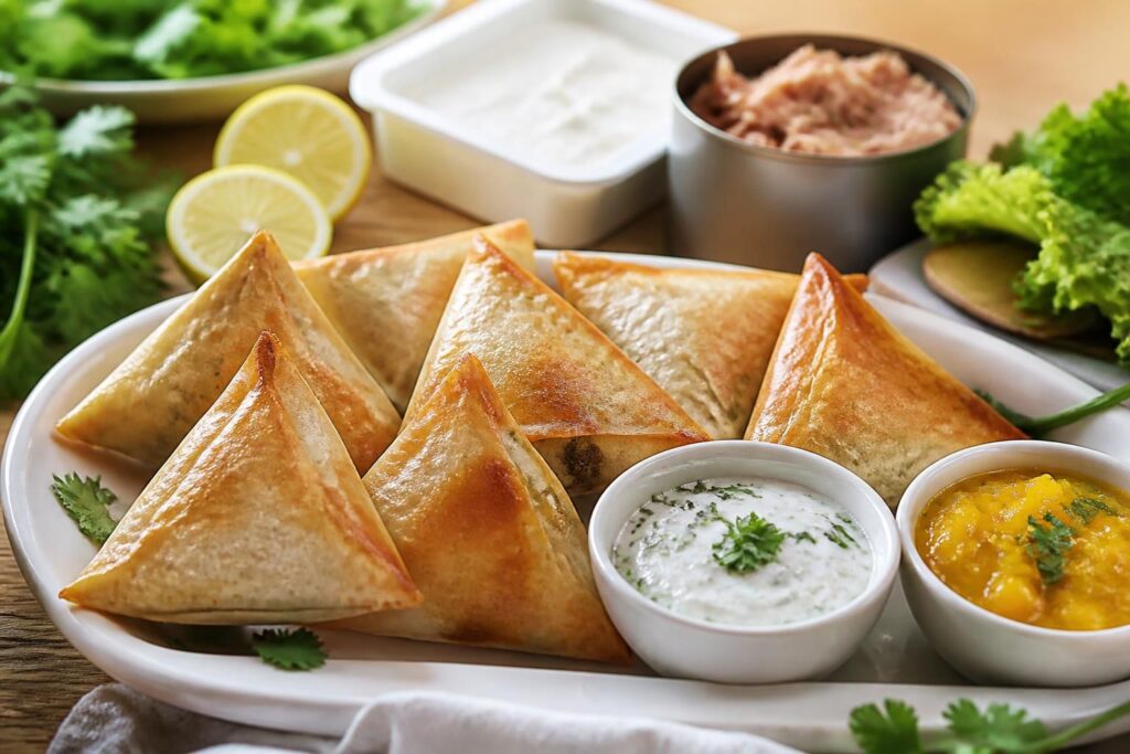 découvrez une délicieuse recette de samoussa au thon et st môret, facile à préparer au four ou à l'air fryer pour un apéritif savoureux et léger.