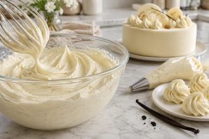 réalisez une ganache montée à la vanille sans chocolat blanc, légère et onctueuse, idéale pour garnir et décorer vos entremets.