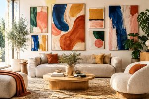 découvrez des peintures abstraites colorées et trouvez l’inspiration pour décorer votre intérieur avec style, dynamisme et originalité.