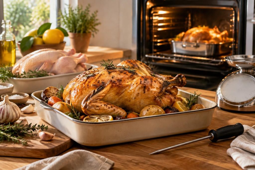 découvrez le temps de cuisson du poulet au four selon son poids, ainsi que nos conseils pour choisir la température et obtenir une peau dorée et une chair tendre.